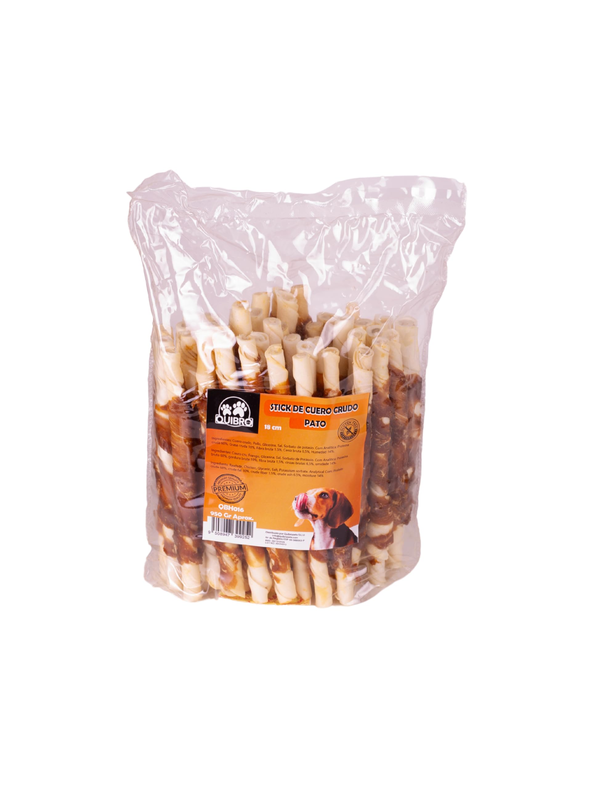 Quibropets Sticks Cuero Crudo Pato - Snacks y Premios para Perros - Chuches para Mascotas - Ideal para Perro Grande y Medianos - 950gr