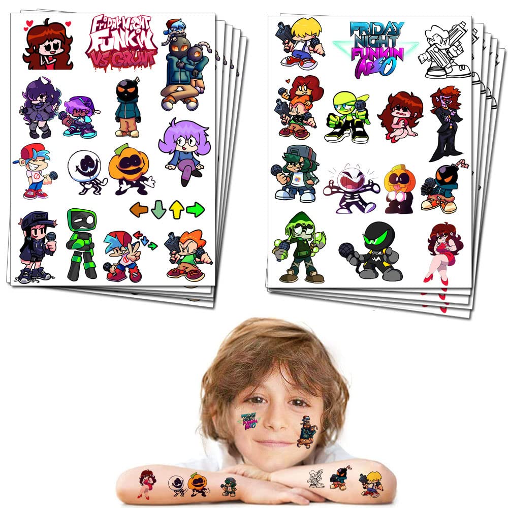 Amazon.com: Video Game Party Favor Temporary Tattoos for Friday Night Funkin  Halloween Birthday Party Decorations supplies for Kids (10 Sheet) : Toys &  Games