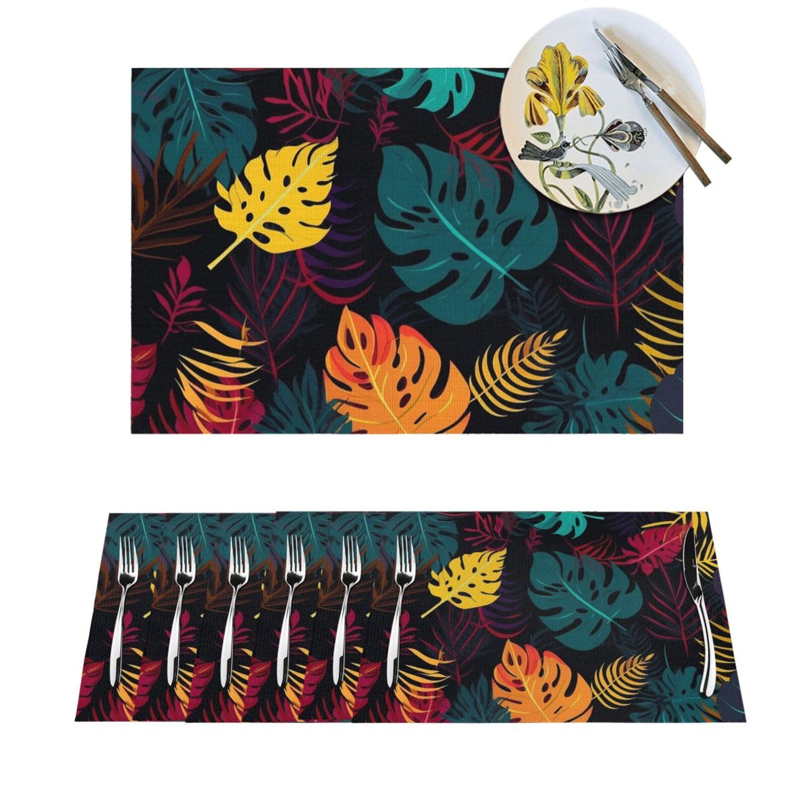 Set de table feuilles tropicales anti-tache et résistant au chaud