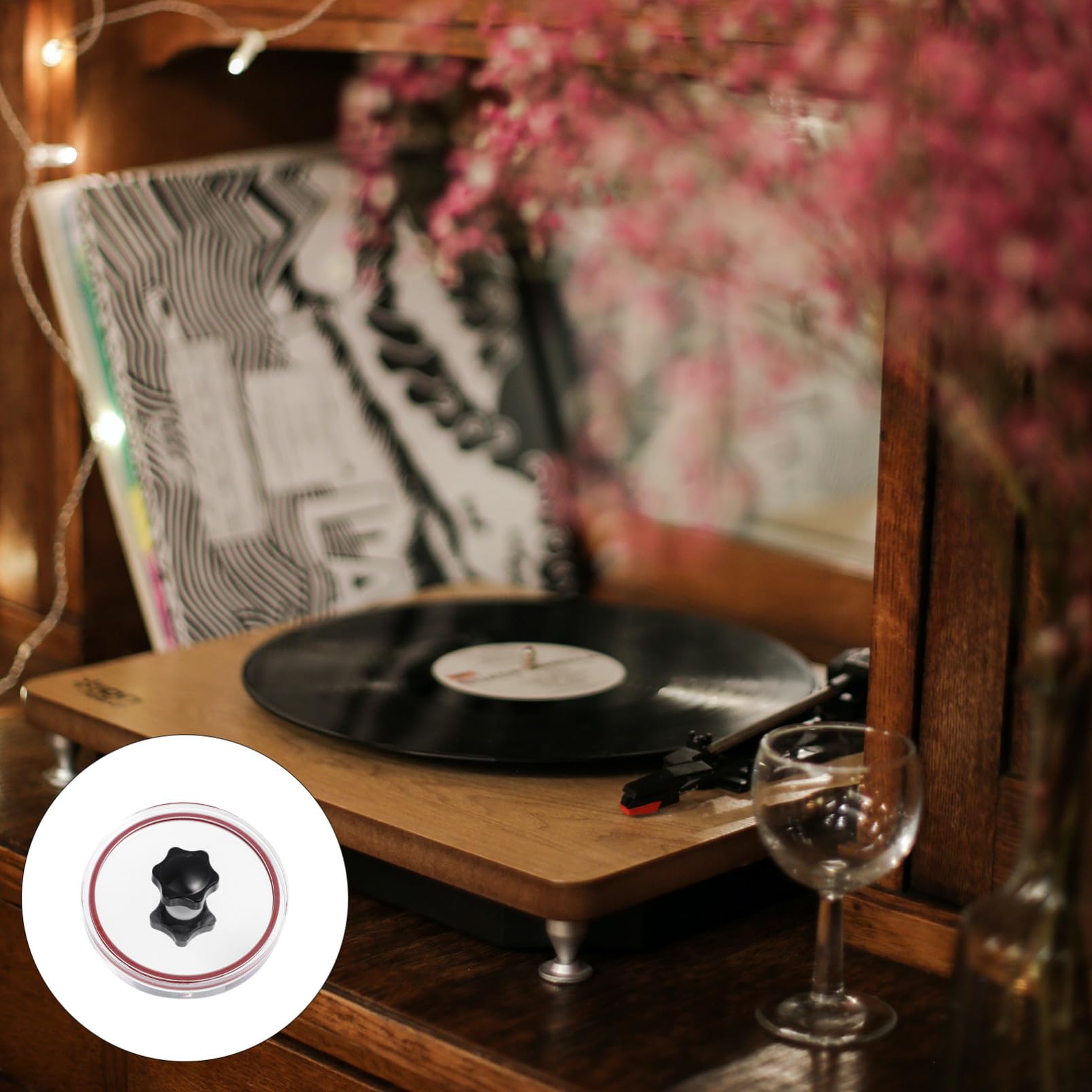 Strumento per Etichette Dischi in Vinile Acrylic, Supporto con Silicone per Pulizia e Protezione, Design R-shape