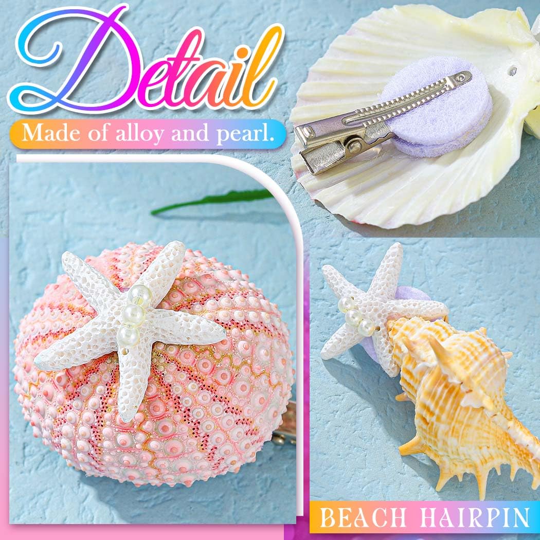 HEREAD Starfish Hair Clips Beach Sea Shell Hair Barrette Pearl Hair Accessories for Women and Girls - Image 4