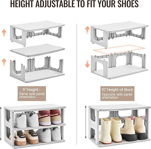 Miniatura 8 de Zapatero pequeño de 5 niveles para entrada, organizador de zapatos pequeño de bricolaje, mini estante de zapatos de altura ajustable para armario,