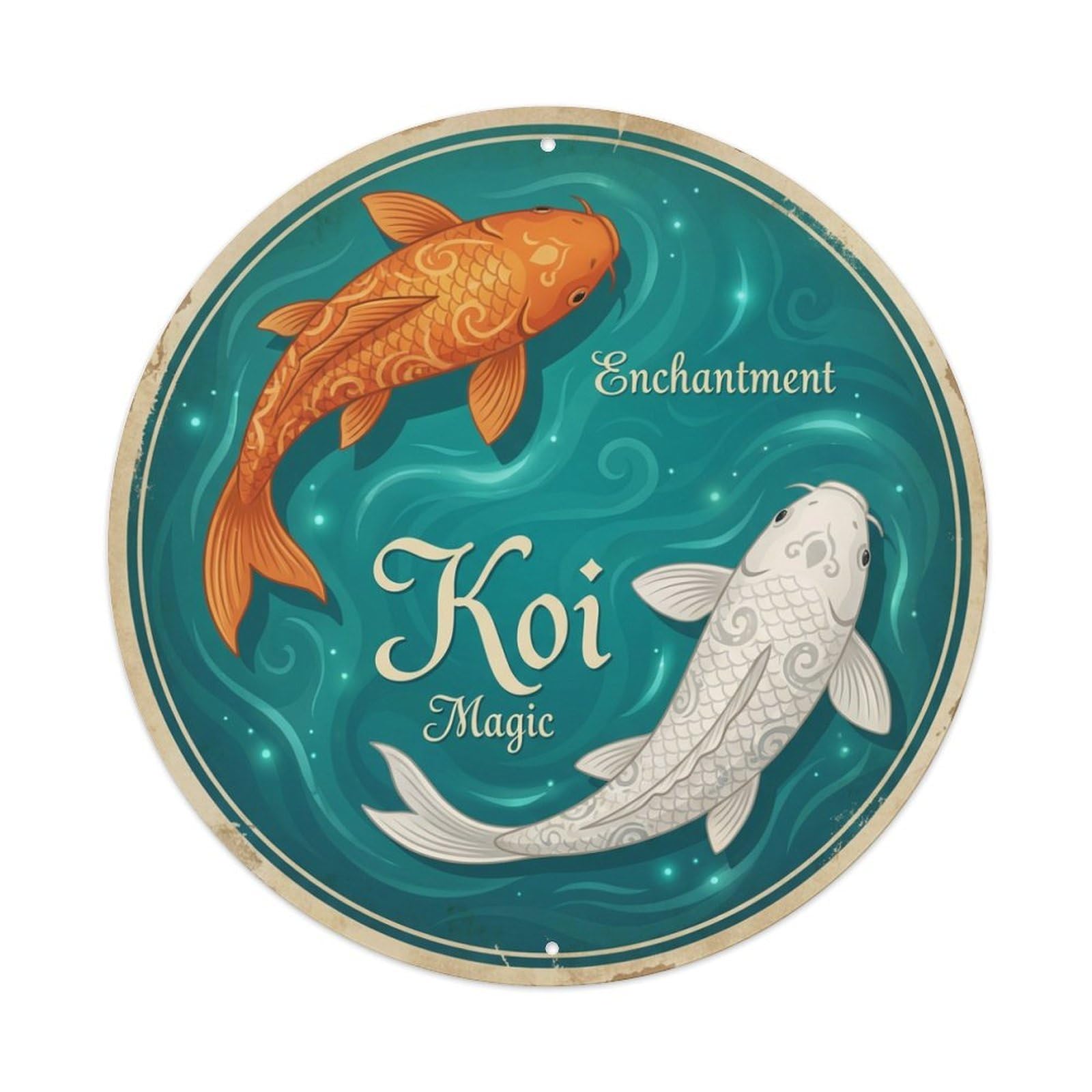 Koi Fish Enchantment Magic Waters Mystical Spellbinding Captivating Charming Metal Tin Sign