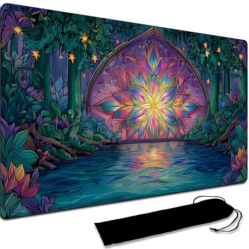 Juego de tablero MTG Playmat + bolsa negra impermeable, bordes cosidos, superficie de goma lisa
