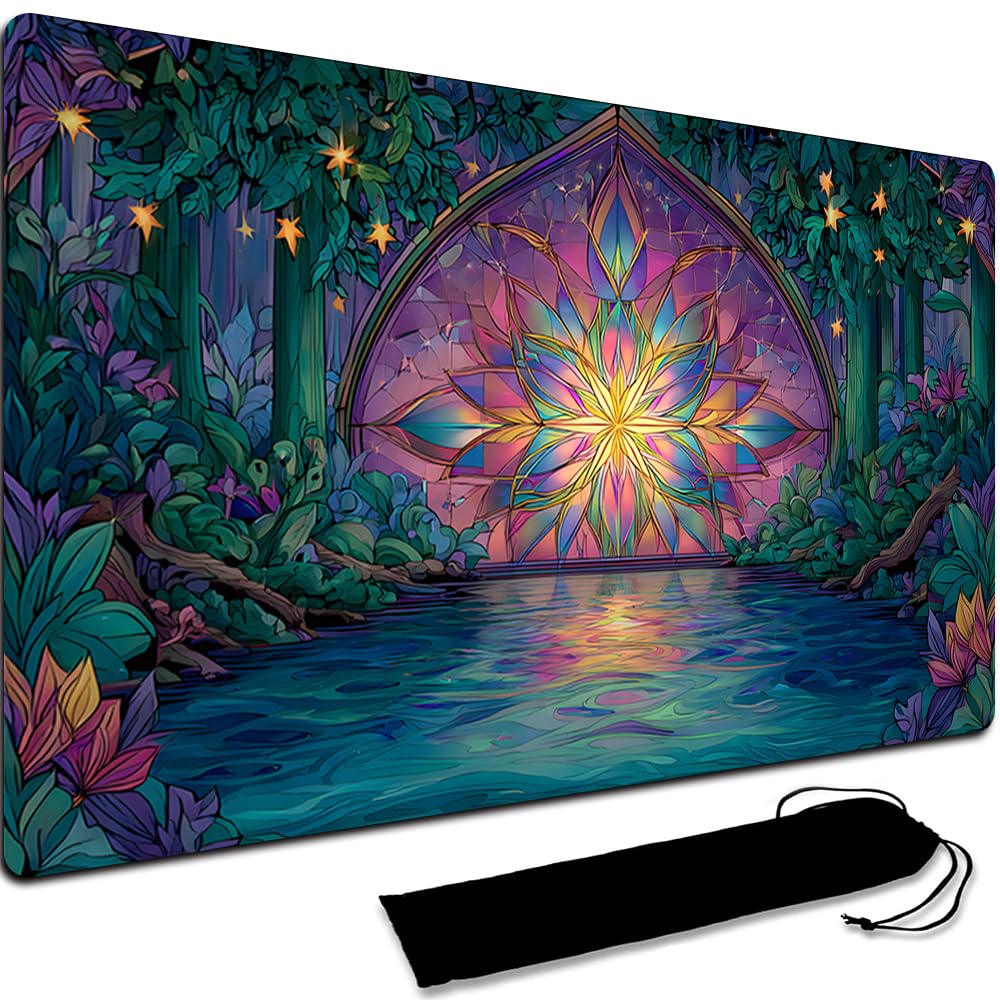 Board Game MTG Playmat + Black Waterproof Bag, Stitched Edges, Smooth Rubber Surface