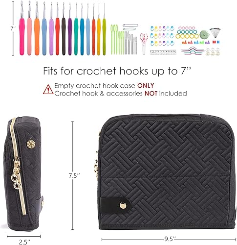 Vista 24 de MYBAGZING Estuche de gancho de ganchillo vacío - Estuche organizador de gancho de ganchillo (actualizado) - Organizador de corchet - Soporte