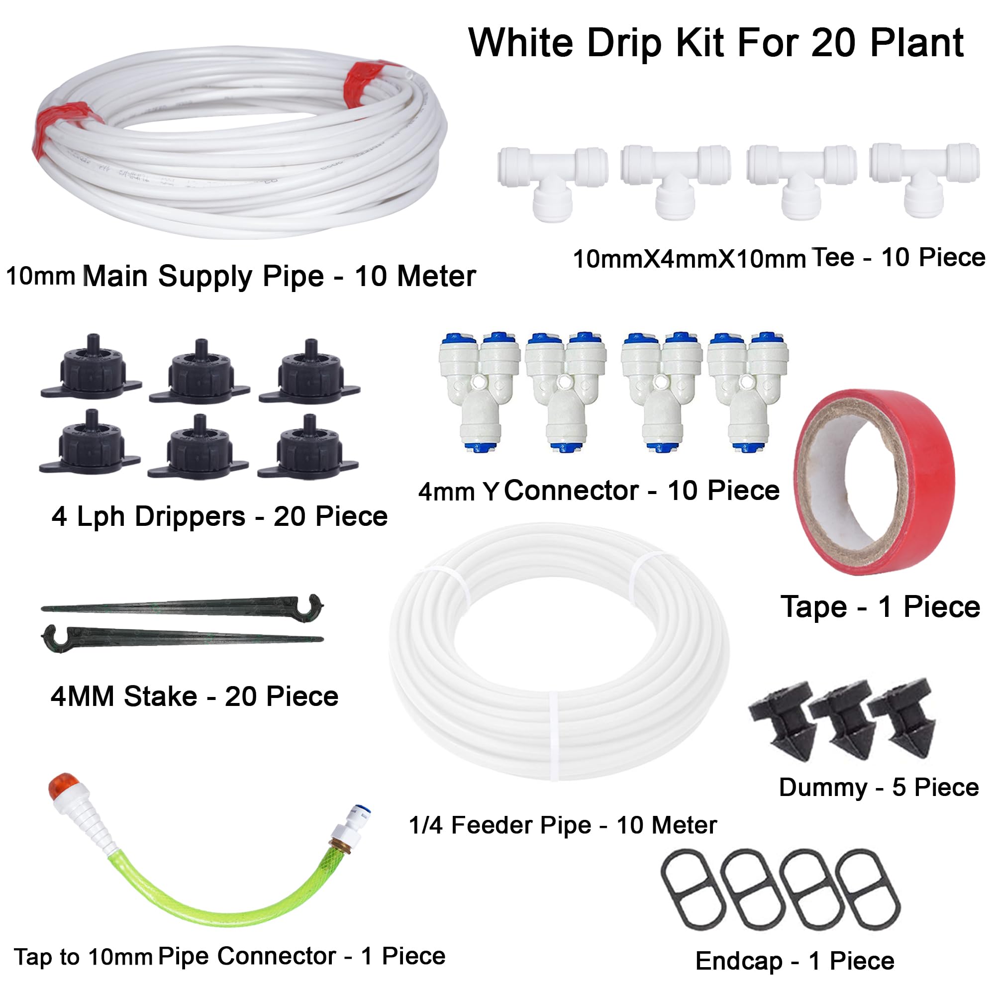 BHAGIRATH-White Drip Irrigation Pipe Kit for Plants | Complete Drip Watering System for Home Garden, Balcony, and FarmingIrrigation Garden Watering Drip Kit (20 Plants) - Image 8 thumbnail