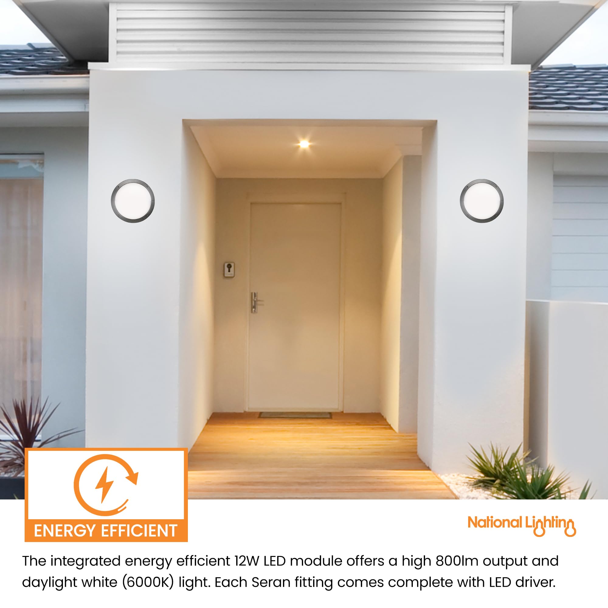 National Lighting SERAN’s 12W Round Motion Sensor SMD LED Light, IP65 Outdoor Security Light - Image 3