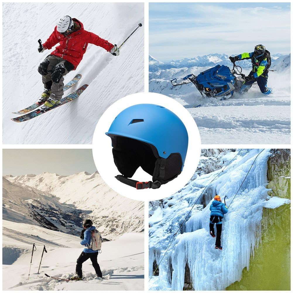 Zimowy kask snowboardowy z nausznikami ciepły unisex kask narciarski kask do sportów śnieżnych ze stałym paskiem ochronny kask narciarski do uprawiania sportów na nartach