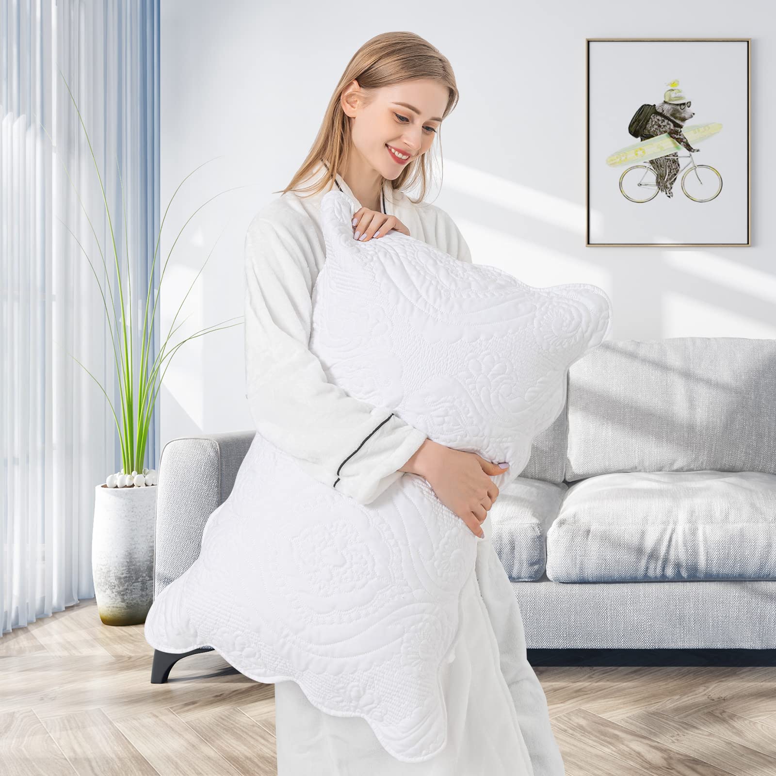 MarCielo 2 Federe Per Cuscino 66x66 Cm Con Ricamo – Bianco E Lavanda