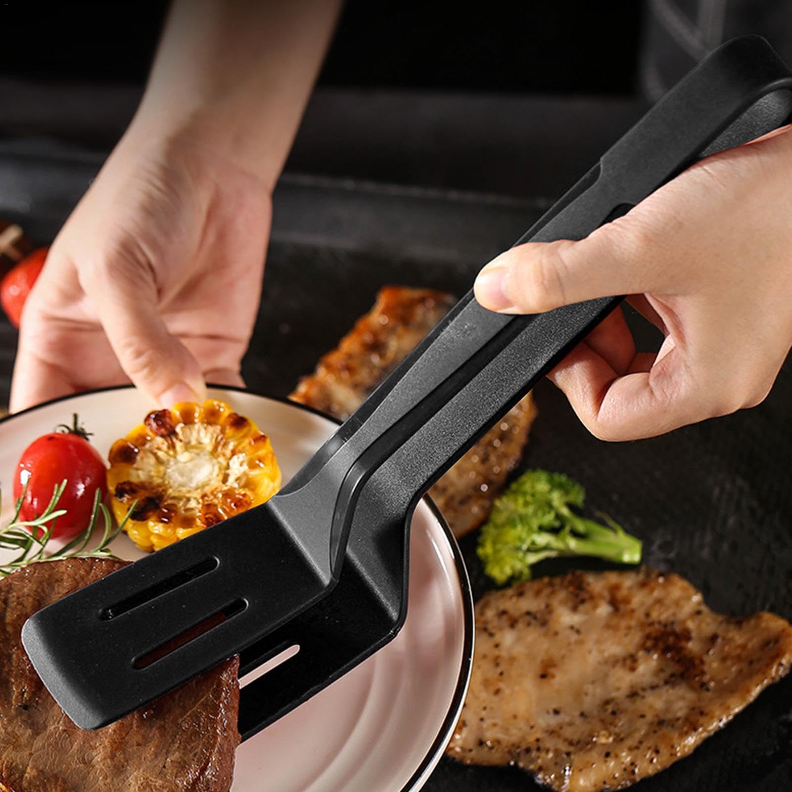 Pinza Da Cucina In Silicone Con Punta Antiscivolo – Resistente Al Calore, Anima In Acciaio, Per Carne, Pesce, Uova E Pancake, Gancio Per Appenderla