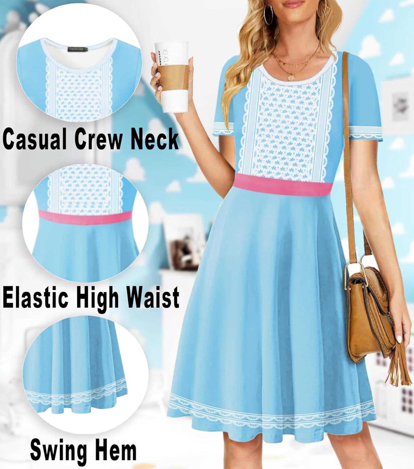 Deerose Thanksgiving Turkey Flared Dresses Women Party Short Sleeve Dresses - Image 3