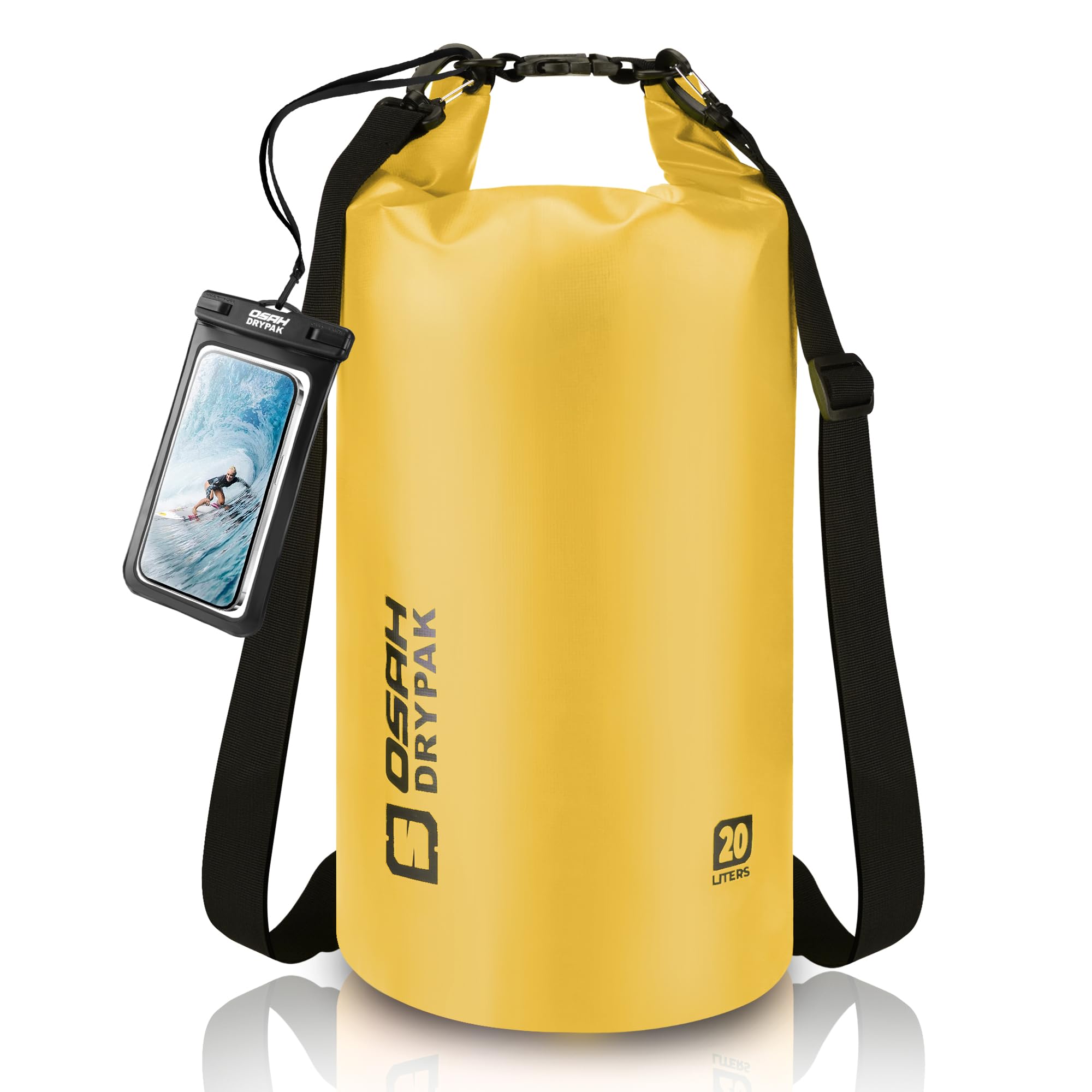 OSAH DRYPAK Dry Bag wasserdichte Tasche 5L/10L/20L/30L/40L Drybag Rucksack Wasserdicht Beutel mit Schultergurt und Wasserfester Handyhülle für Wassersport, Kajakfahren, Bootfahren, Camping
