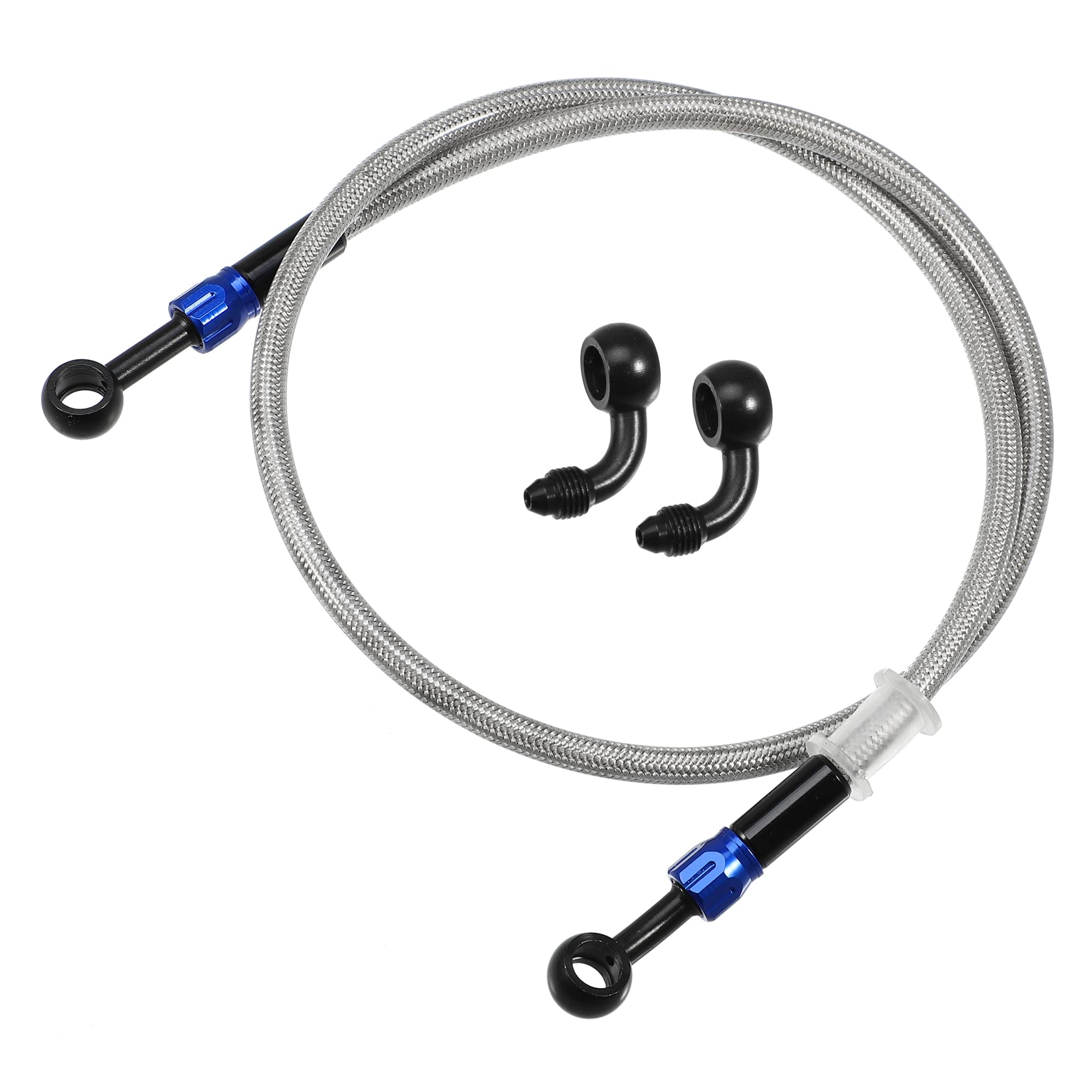 A ABSOPRO 1 Set AN3 28 90 Gradi Moto Freno Tubo Linea 90cm Argento Tono