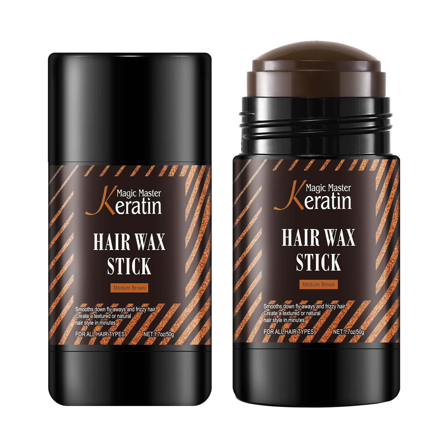 Medium Brown Hair Wax Stick for Hair Wigs Edge Control & Root Cover Up, 1 Ounce, 2 Pack