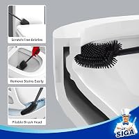 MR.SIGA Fali WC Kefe Tartóval - Fekete Fürdőszobai Toalett Tisztító Kefe Ergonomikus Nyéllel és Szellőző Tartóval 3