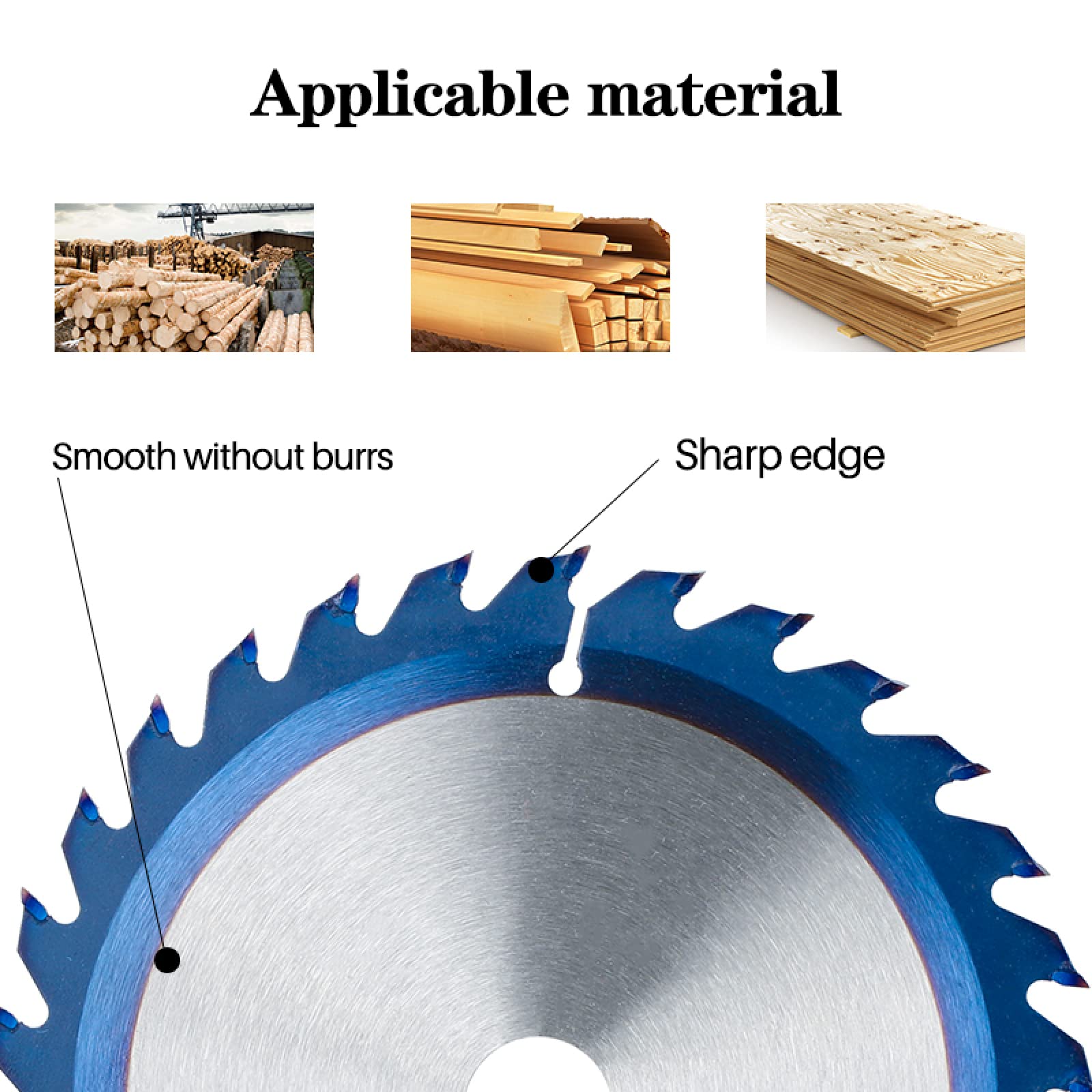 Nano Blue Coating Kreissägeblatt 184 mm 190 mm 205 mm TCT-Sägeblatt 20T 24T 40T 48T Hartmetallbestückte Holztrennscheibe,190x30mm 24T