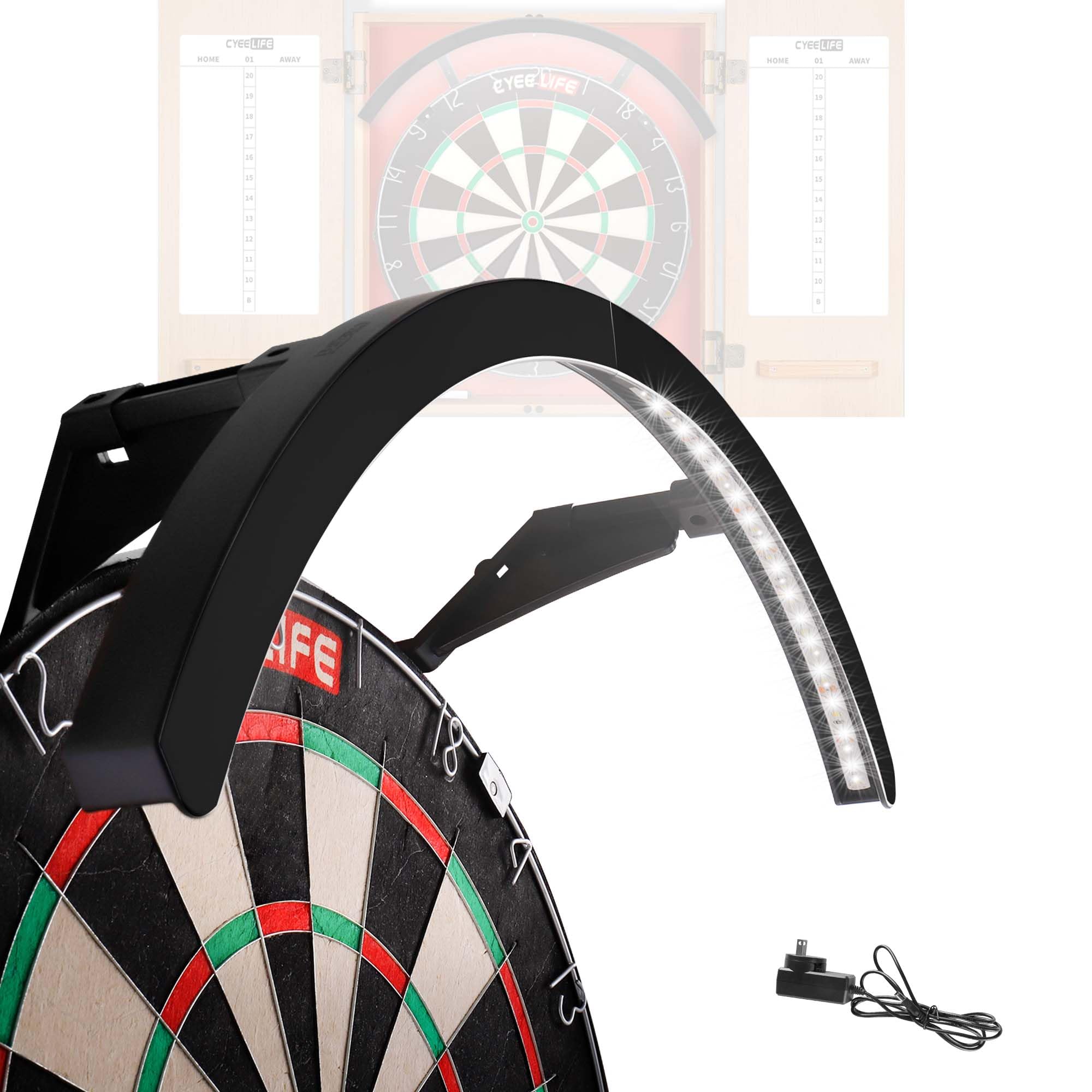 CyeeLife Dartboard LED Beleuchtungssystem mit Netzteil - Passend für Normale & elektronische Dartboards, kompatibel mit Dartboard Cabinet, einfache Montage