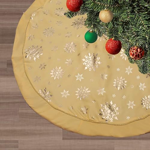 Miniatura 124 de Pie de árbol de Navidad FLASH WORLD, con estampado de nieve (color blanco, 36 pulgadas)