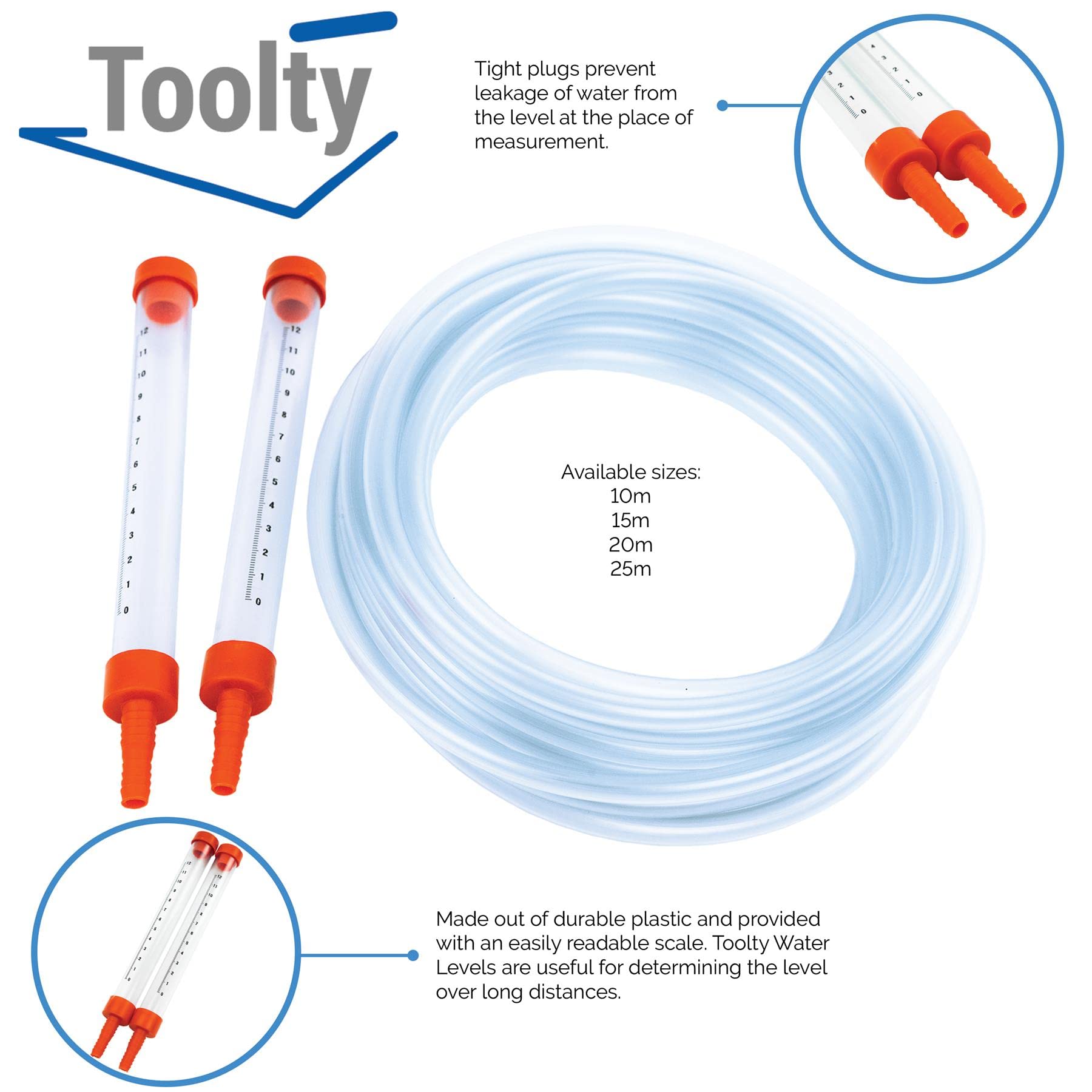 TLTY-P15,Kit di misuratore di livello dell'acqua in PVC, per misurare il livello preciso dei punti distanti, per misurazione precisa del livello di punti distanti, fai da te