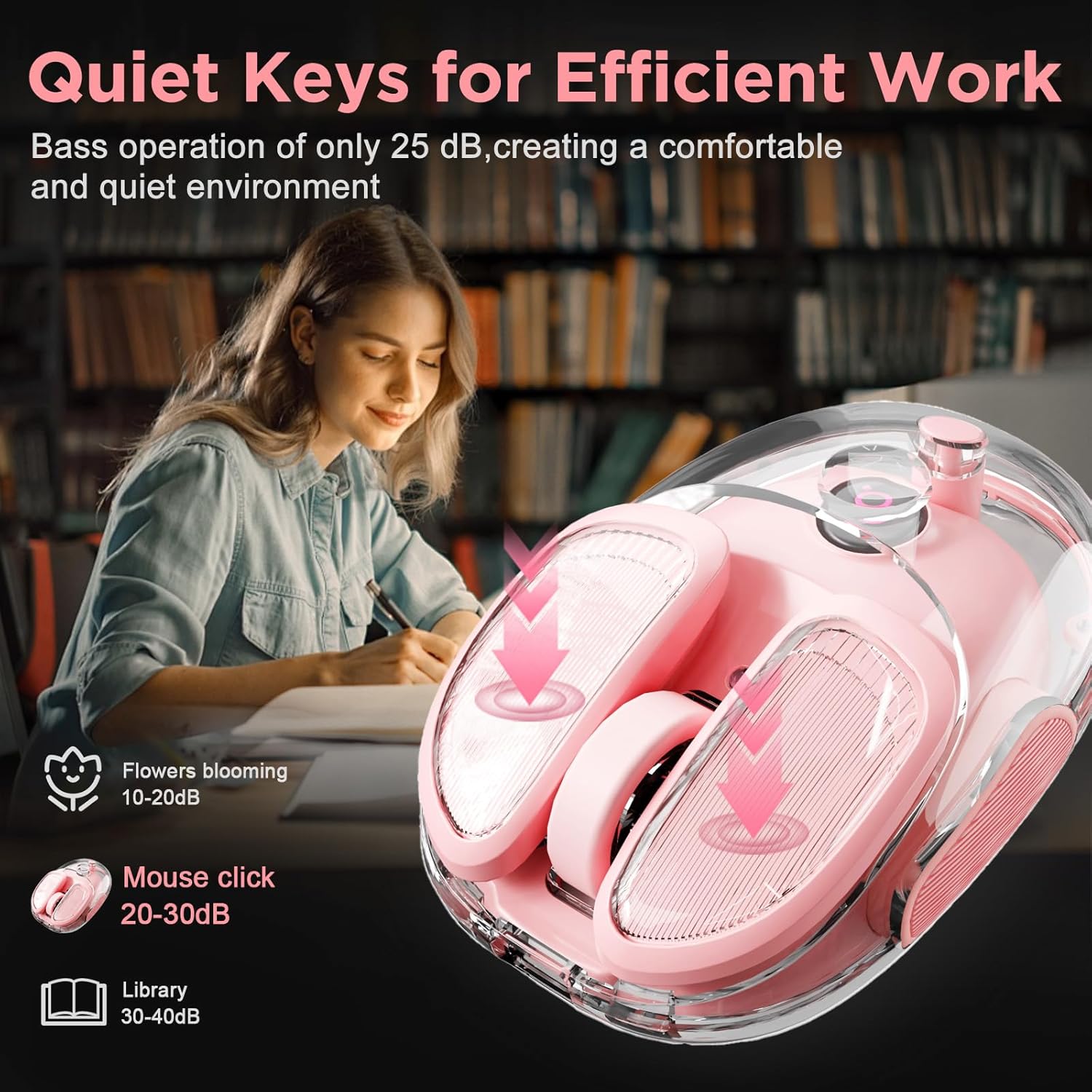 Q9 Wireless Computer Mouse, 2.4GHz/Bluetooth Mouse, Ergonomic Optical Mouse with RGB Lighting,Silent Clicks,4800 DPI, 4 Adjustment Levels,Compatible with PC, Mac, Laptop(Pink)