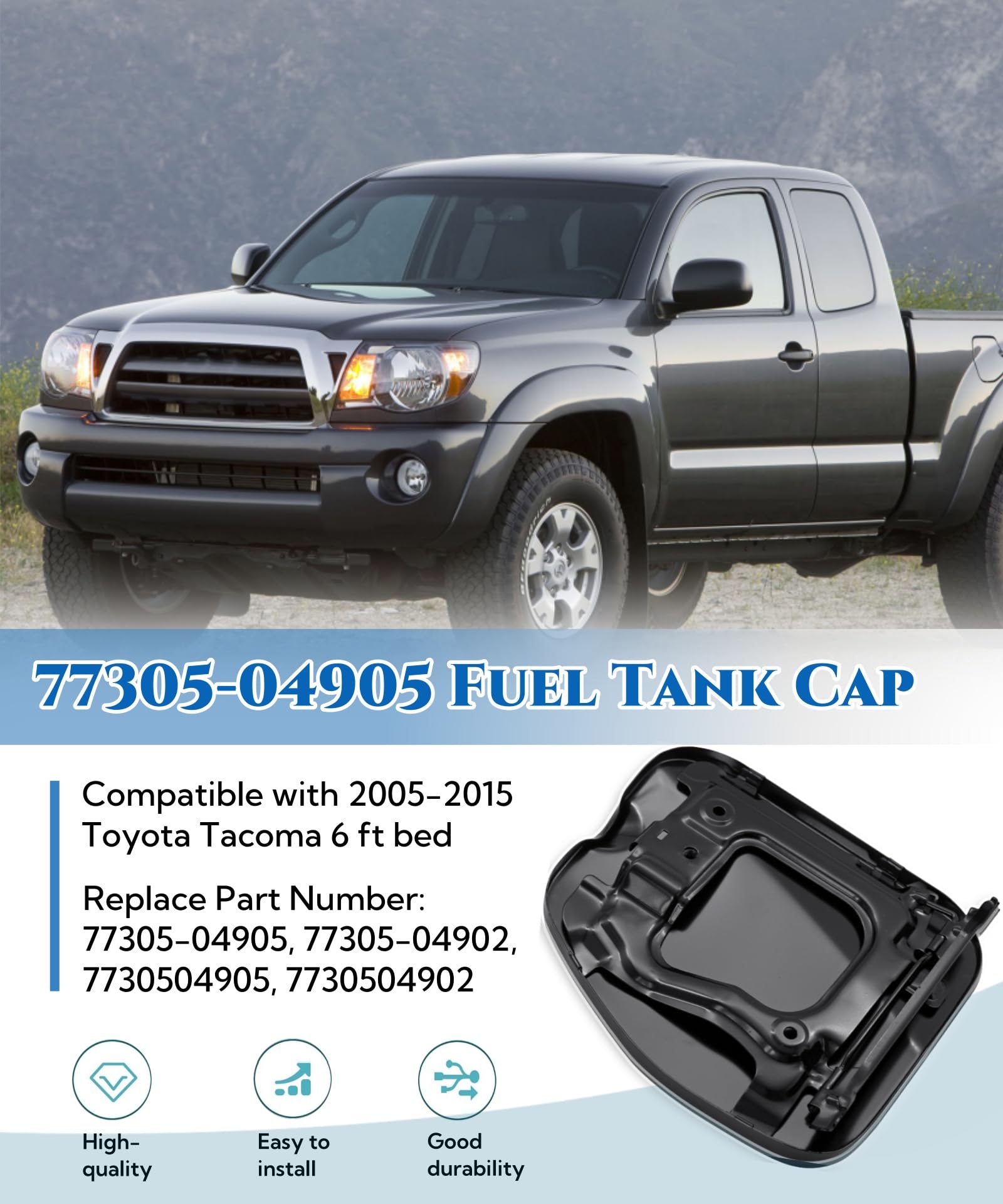 7730504905 Fuel Filler Lid Fits For 2005-2015 Toyota Tacoma 6ft Bed,Fuel Filler Door Cover Replace 77305-04902 7730504902 77305-04905