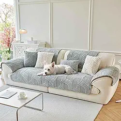 OTOB Capa de sofá para todas as estações, lavável, antiderrapante, felpudo, felpudo, para animais de estimação, protetor de móveis, 1 peça (cinza claro, 70 x 70 cm)