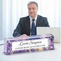 Vista 17 de Placa con nombre para escritorio, placa con nombre personalizada de doble cara para decoración de escritorio de oficina para mujeres y hombres