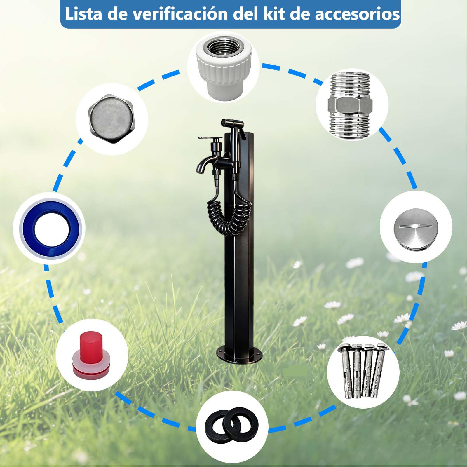 Columna De Agua De Jardín Con Grifo,Grifo De Columna Exterior,Fuente Jardin Exterior, Resistente A Heladas, Fuente Decorativa Y Dispensador De Agua,Para Jardín, Patio Y Riego De Césped