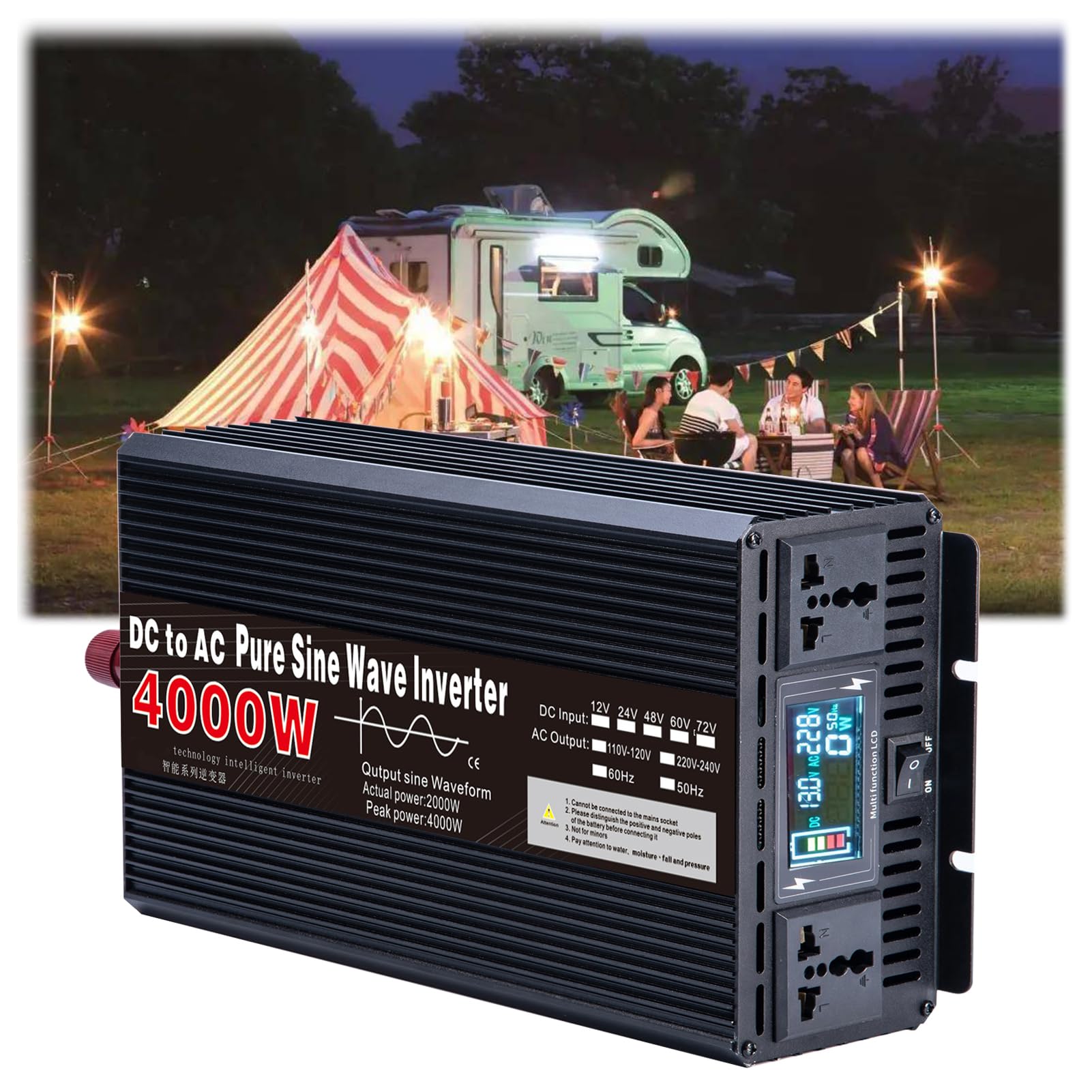 Amazon.co.jp: 4000W 純粋な正弦波インバーター 12V/24V/48V/60V/72V