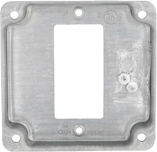 Vista 81 de Hubbell-Raco 902C 1 receptáculo dúplex de 4 pulgadas, cubierta cuadrada de trabajo expuesta, color plateado