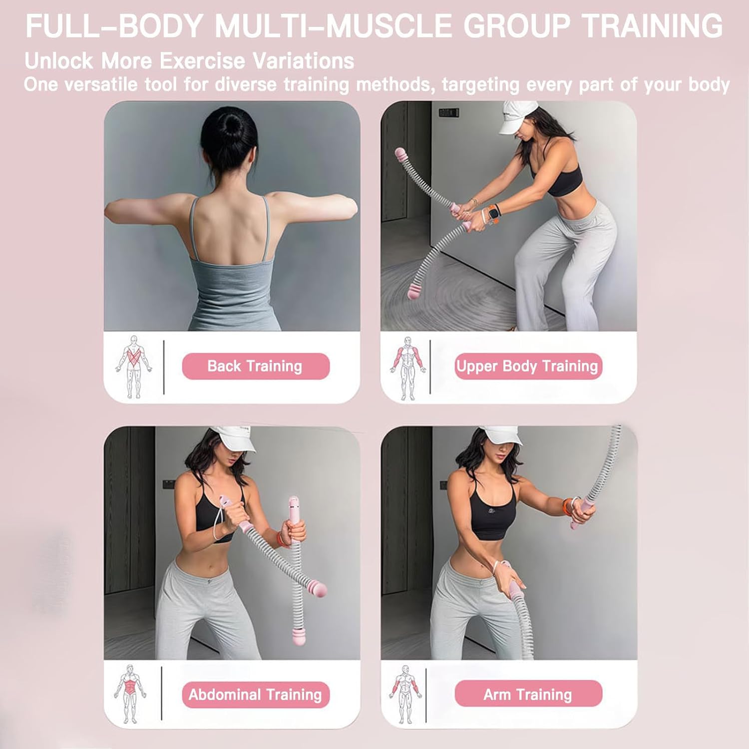 Cordless Battle Rope – Portable Ropeless Battle Ropes, Low-Impact Cardio & Strength Training Rope for Home, Gym, Office, Travel & Outdoor Workouts, 16.92 Inch (Black)