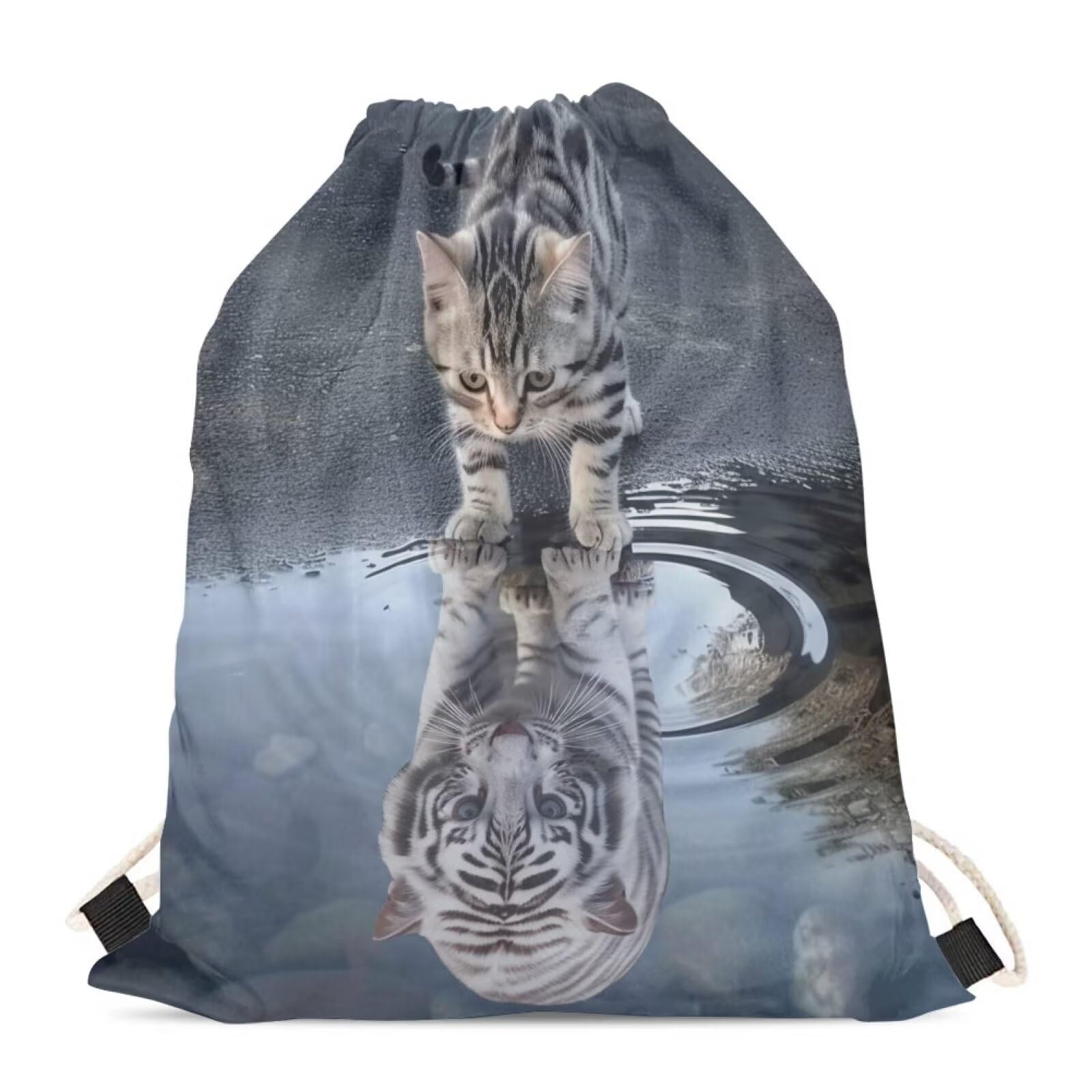 Upetstory Animals Patterned Drawstring Gym Bag for Teens Kids, Cinch Backpack for School Gifts
