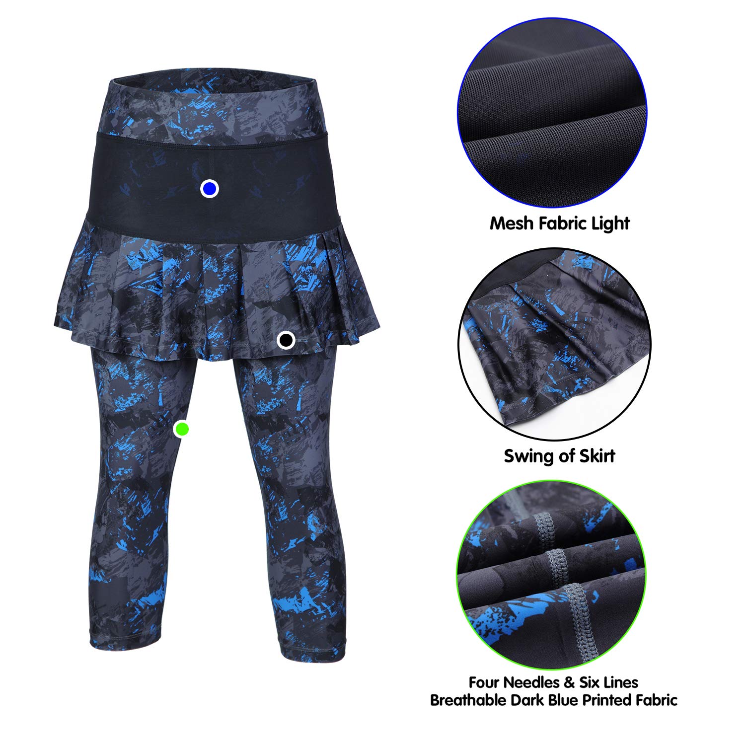 ANIVIVO Damskie legginsy tenisowe spódnice Capri spodnie sportowe