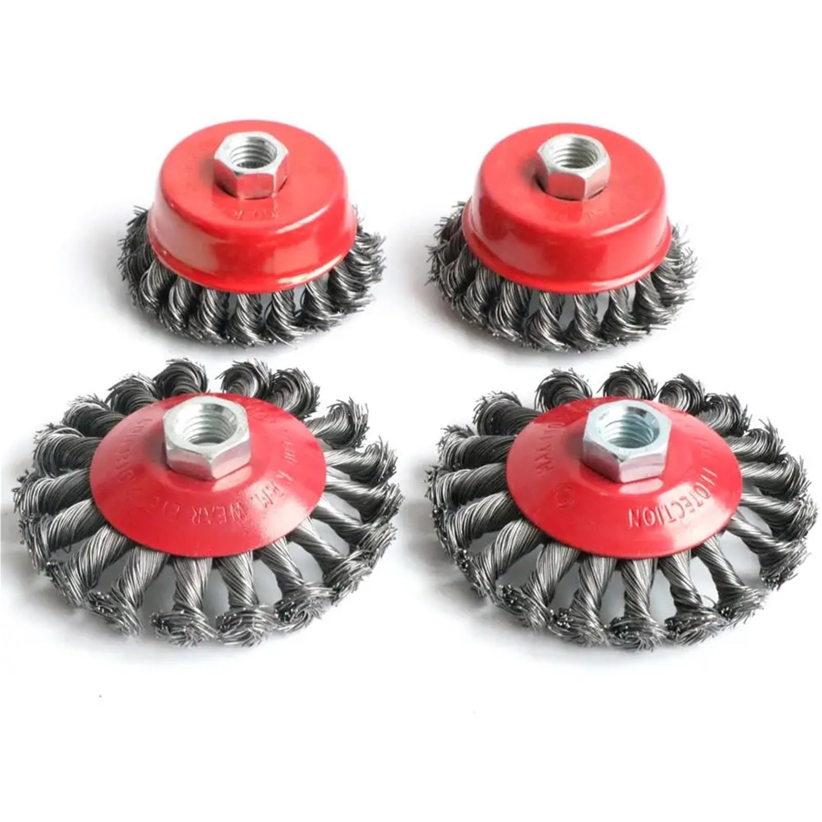 2 pezzi M14 M10 vite nodo ritorto spazzola a tazza for smerigliatrice angolare filo di acciaio e metalli in lega spazzole metalliche intrecciate e ondulate Ki(100mm Semi Flat 2pc,M14)