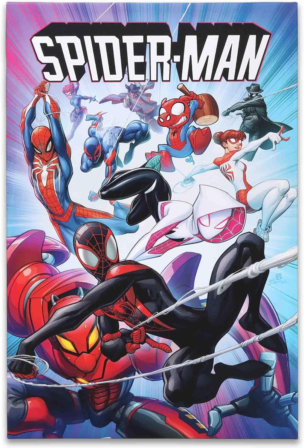 Open Road Brands Marvel Spider-Man Web Gallery Wrapped Canvas Wall Decor - Large Horizontal Spider-Man Wall Art for Man Cave or Movie Room