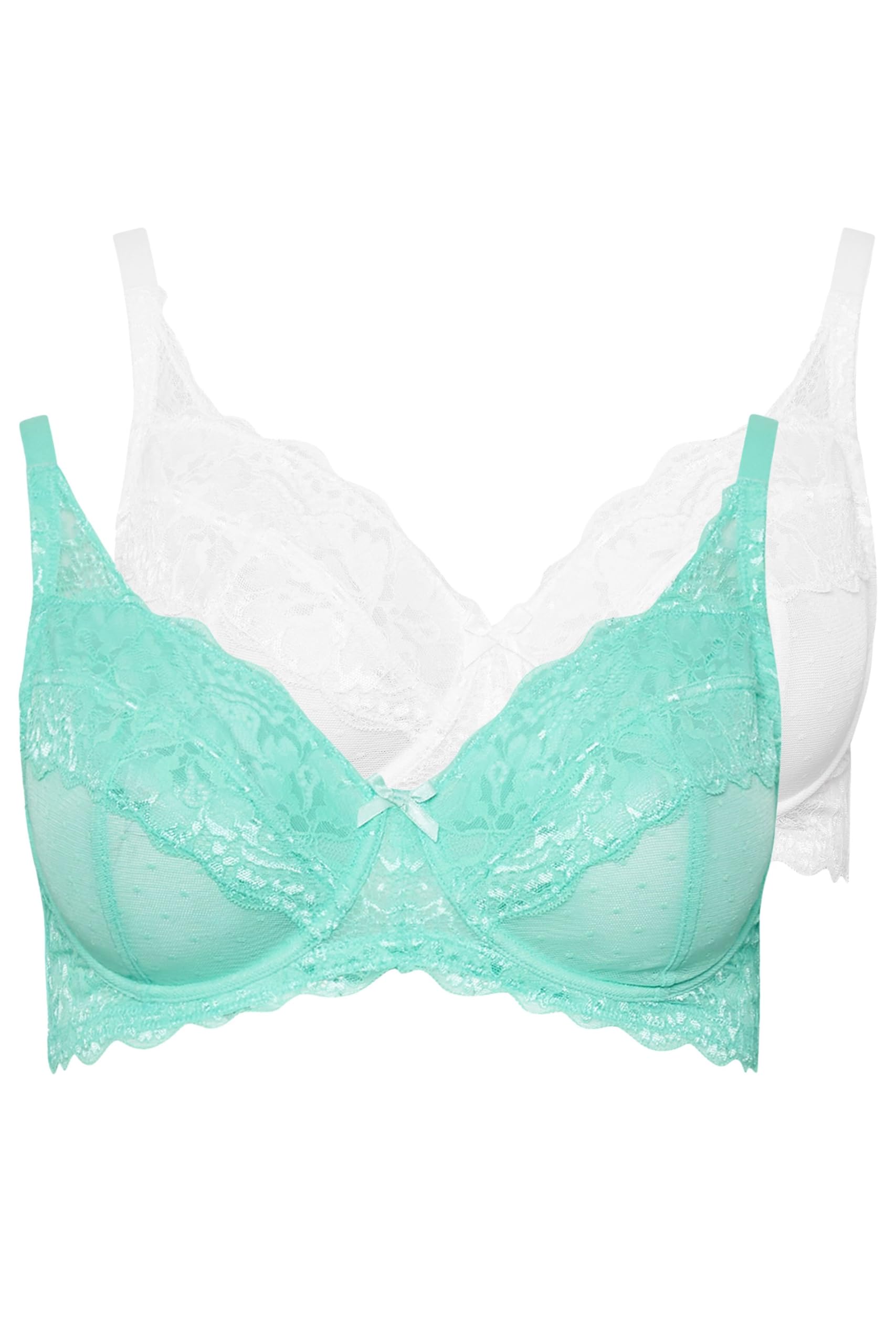Yours Women's 2 Pack Lace Underwired Mesh Bras in Blue | Size: 46E