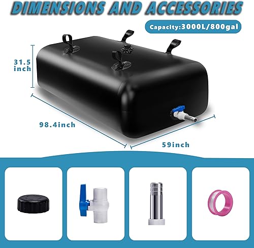 Miniatura 38 de Tanque de vejiga de agua de 400 L/100 galones, contenedor de almacenamiento de agua portátil plegable, bolsa de agua de emergencia para RV, cama