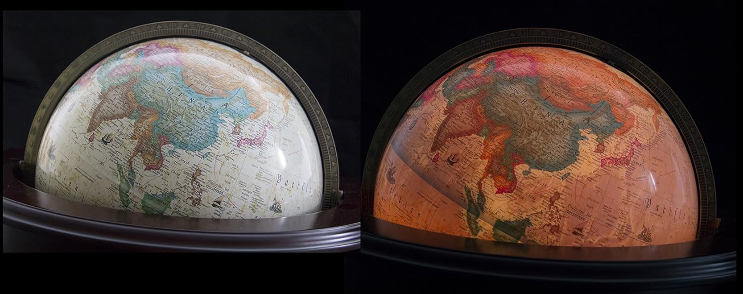 Replogle Globes Lancaster Illuminated Globe, Antique Ocean, 12-Inch Diameter