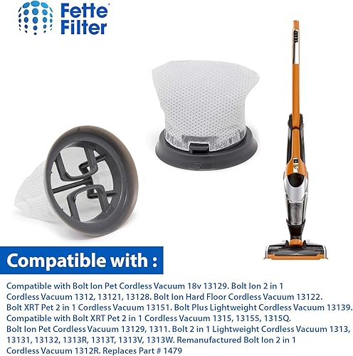 Miniatura 5 de Fette Filter - Filtro de vacío de mano compatible con Bissell Bolt Stick. Comparar con la parte # 1479 (paquete de 6)