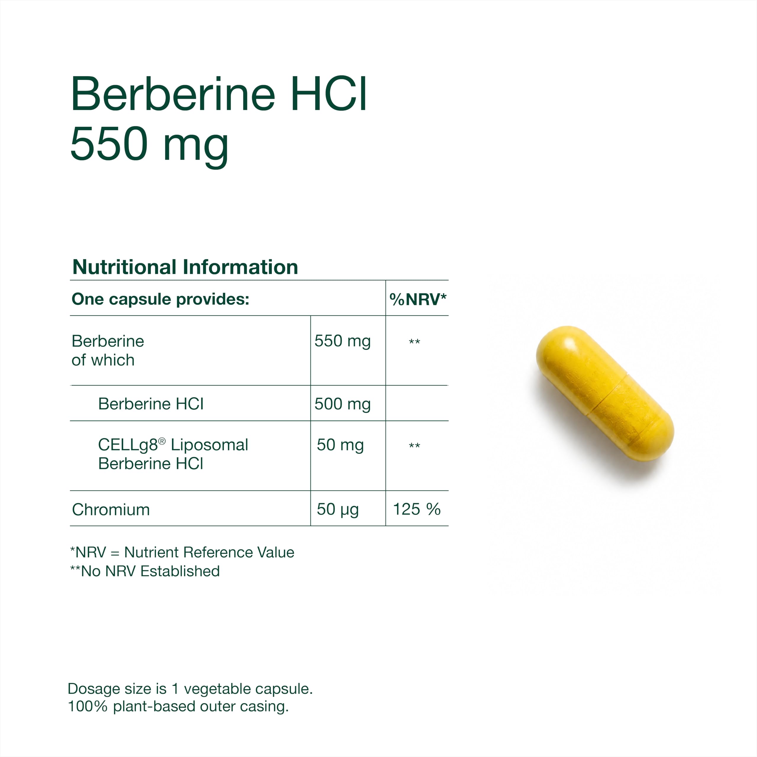Berberine Complex 60 Cápsulas Veganas Complejo avanzado de entrega de berberina Mayor biodisponibilidad