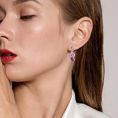 Miniatura 3 de AENEAS Birthstone Earrings for Women 925 Sterling Silver Birthstone Dangle Earrings Gradient Teardrop Earrings Gifts for Women Wife Her