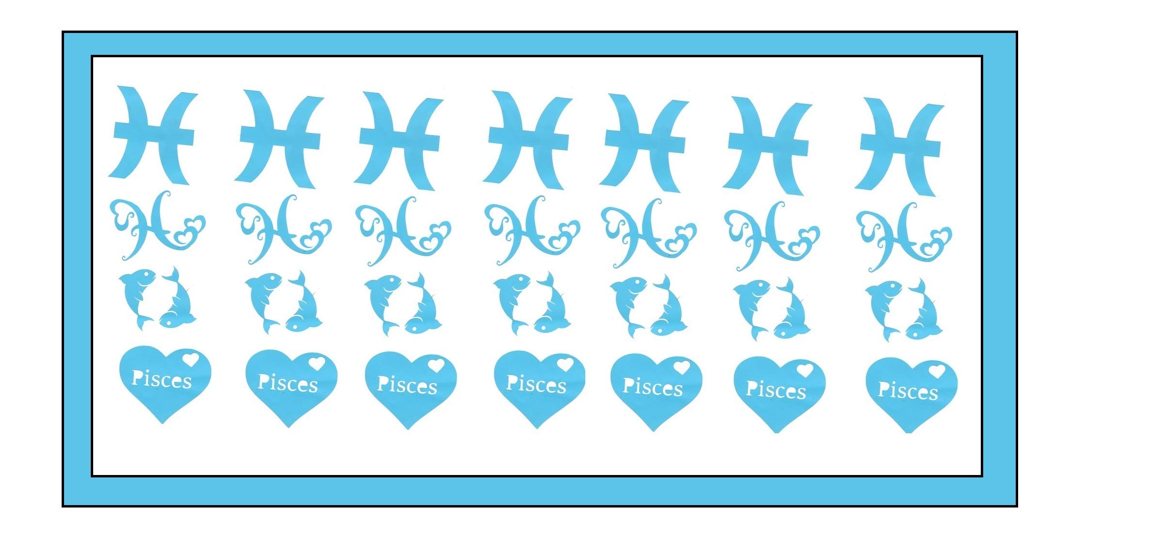 Pisces Zodiac Collection (Pisces Stickers Light Blue)