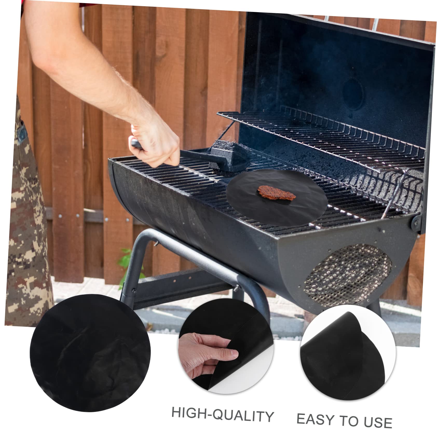BCOATH BBQ Grill Mat Set Non Stick Circle Grill Mats for Cleaning Reusable PTFE Barbeque Mats for Healthier Grilling for Outdoor Bbqs Picnics