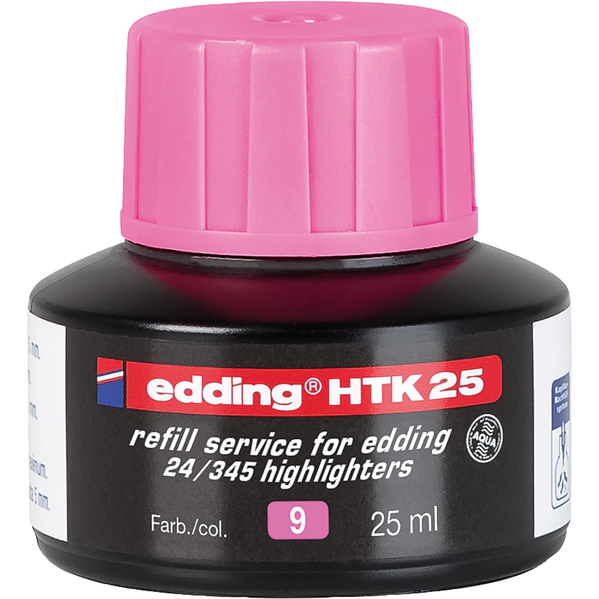 Edding Htk 25 Refill Ink - Pink - 25 Ml - with Capillary System, Ideal for Clean and Uncomplicated Refilling of Edding Highlighters E-345 and E-24