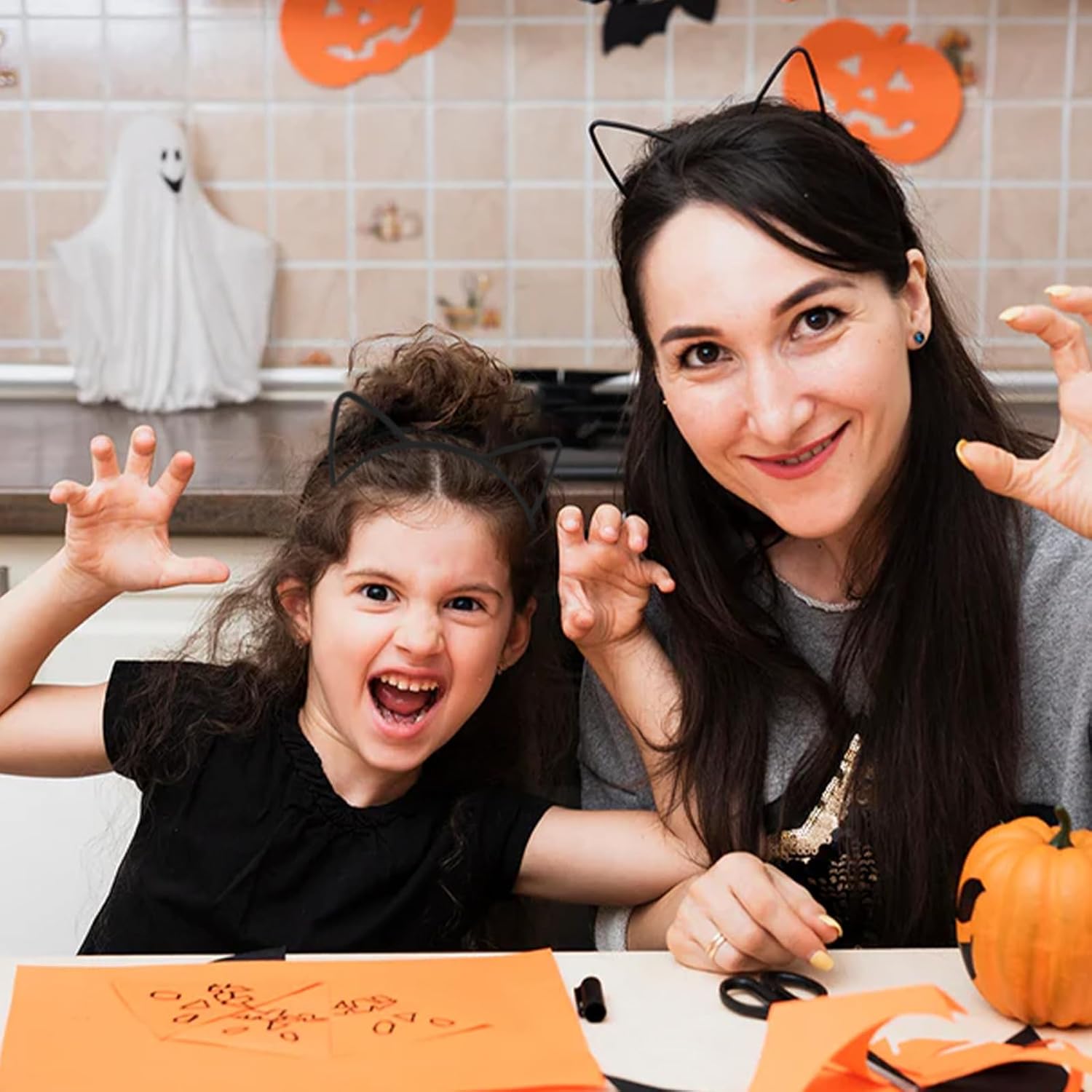 25Pcs Cat Ears Headbands for Women Black Plastic Kitty Hairbands Cat Ear Hair Hoops Halloween Decorations Hair Accessories for Women Favor for Party Costume Daily Wearing - Image 3