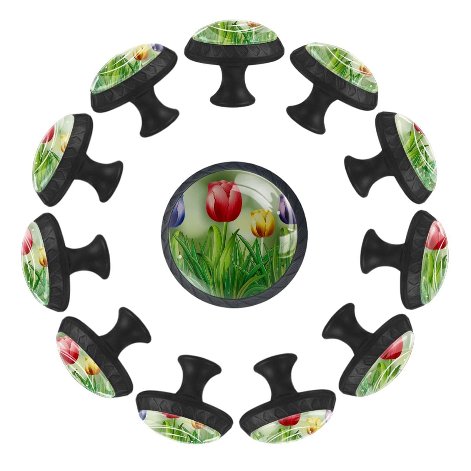 Boutons de tiroir tulipes colorées 35 mm lot de 12 pour cadeau fête des mères original