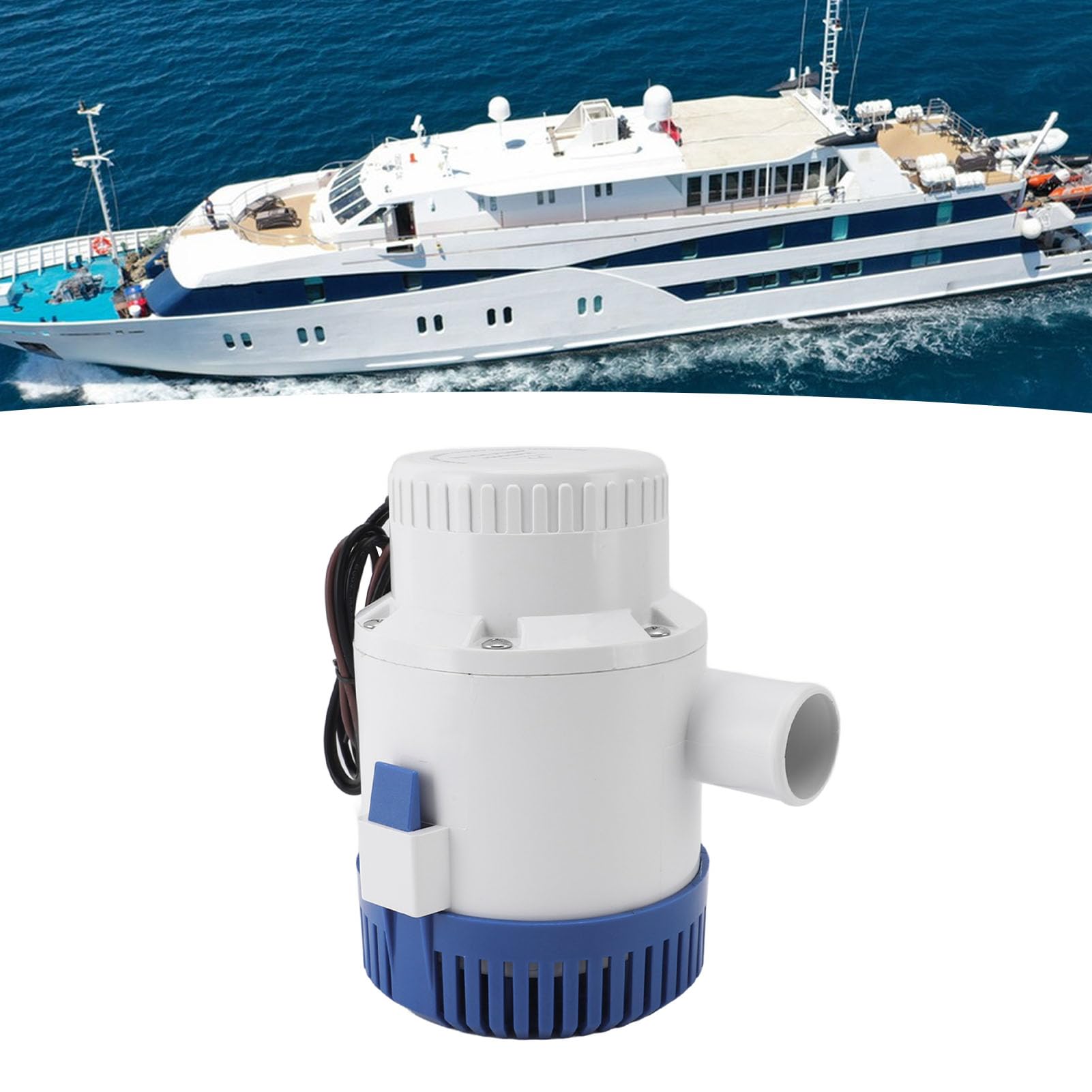 Haofy Elektrische Bilgenpumpe 3500 GPH aus Kunststoff, Burnout-Prävention, Stabiler Betrieb, Vielseitige Verwendung für Teich, Schwimmbad, Spa-Center, Boot, Wohnmobil (12V)