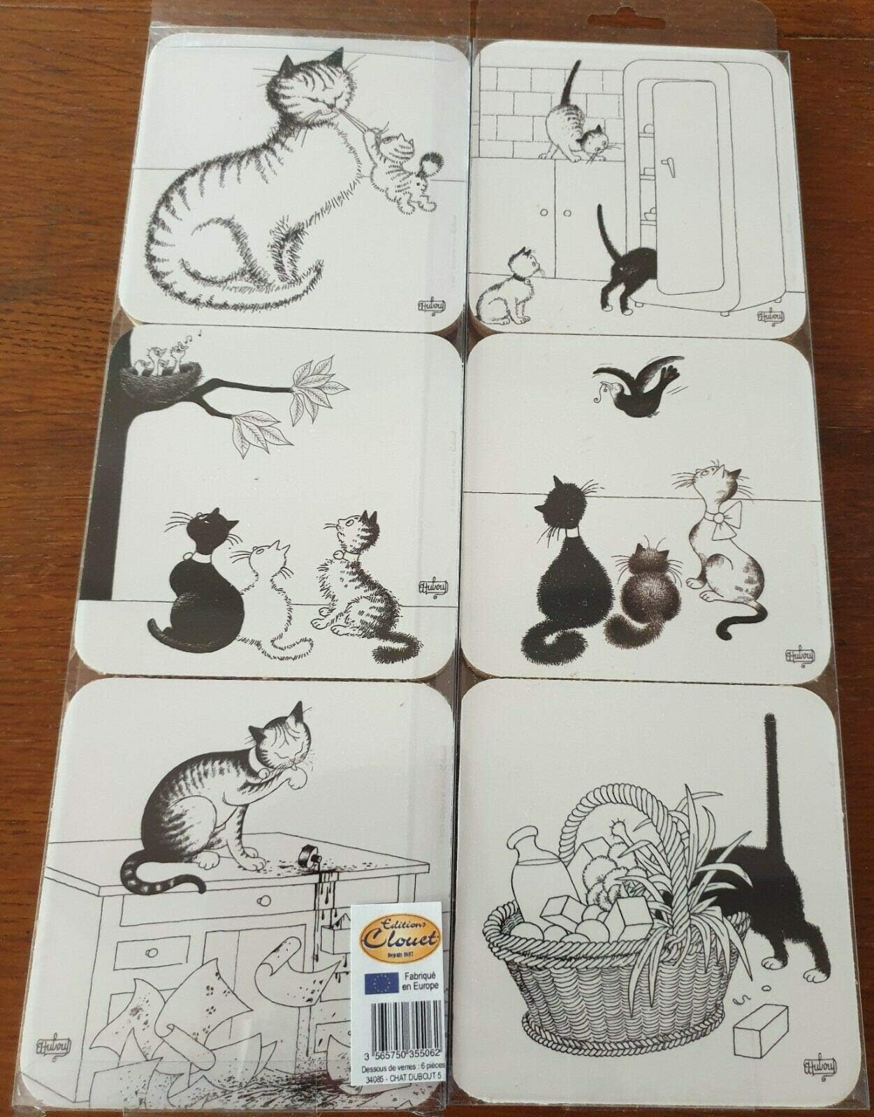 "Les Chats par Dubout" Coasters - Cat Basket