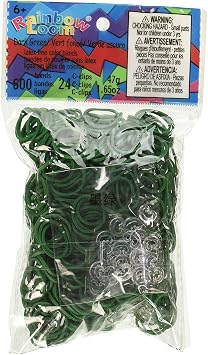 Rainbow Loom Twistz Bandz Latex Free Rubber Band Bag + C-Clips - Dark Green
